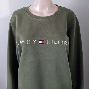 Tommy Hilfiger olive green crewneck sweater, men's XXL